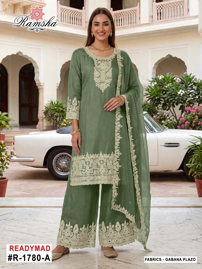 R 1780 A To D By Ramsha Gabana Zari Readymade Pakistani Suits 